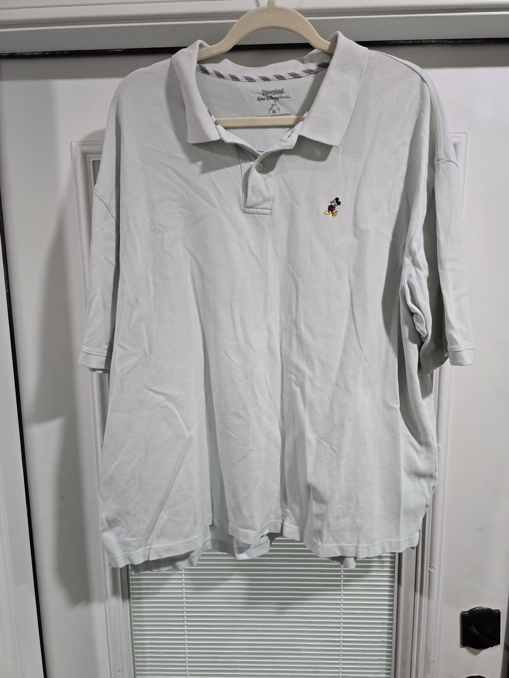 Disney Men's Pale Gray Polo with Embroidered Mickey